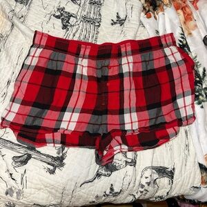 PINK Victoria's Secret Red and Black Plaid Sleep Shorts
